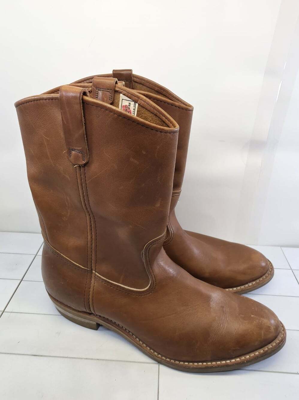 Vintage Red Wing Pecos Pull On Brown Leather Cowboy Western Boots Sz 13 B